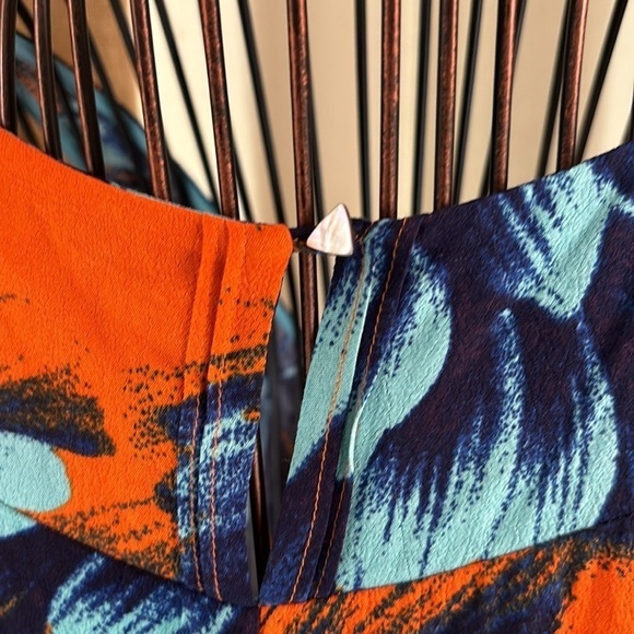 Anthropologie  Orange and blue Maeve Floral high-low Dress - Picture 4 of 7